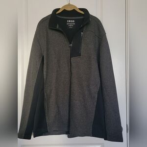 IZOD Men's Advantage Performance Full Zip Fleece Jacket, sz L, gray/blk